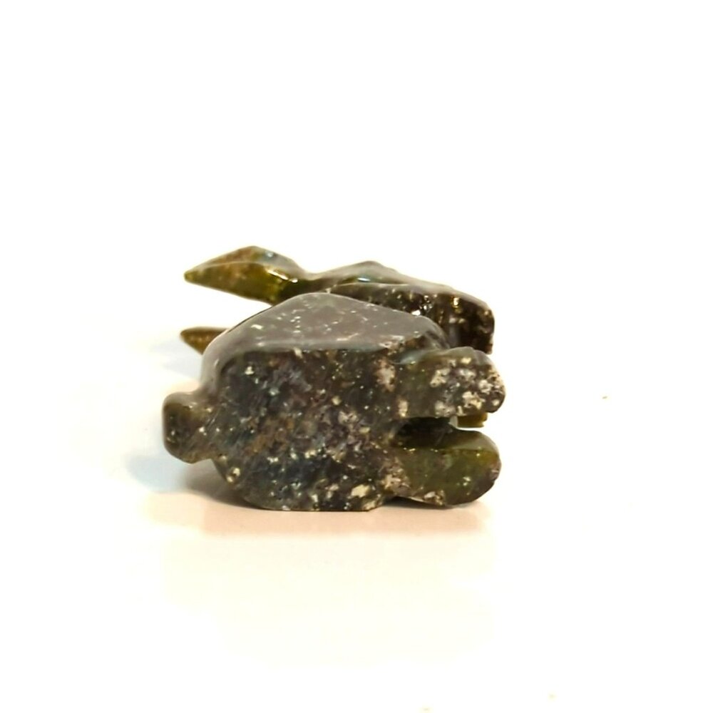 Carved Stone Rabbit Figurine Green Brown Speckled Bunny Collectible Small - Picture 5 of 6